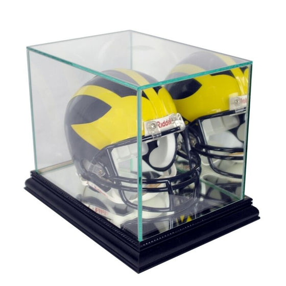 New Glass Mini Helmet Display Case NFL NCAA Cherry Molding FREE SHIPPING Made US