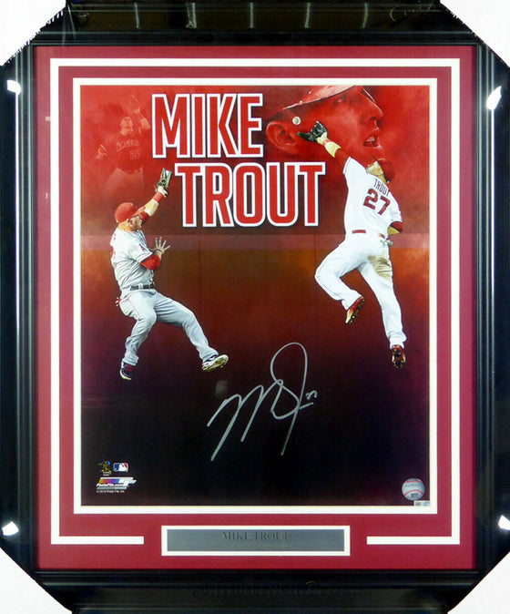 MIKE TROUT AUTOGRAPHED FRAMED 16X20 PHOTO LOS ANGELES ANGELS MLB HOLO 146658
