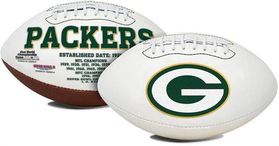 Green Bay Packers Embroidered Logo White Signature Series Football - 757 Sports Collectibles