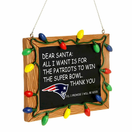 Forever Collectibles - NFL - Chalkboard Sign Christmas Ornament - Pick Your Team (New England Patriots)