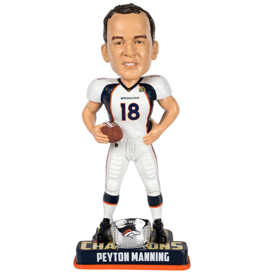 NFL Peyton Manning Denver Broncos Bobble Head Super Bowl 50 Champs Ringbase NIB - 757 Sports Collectibles