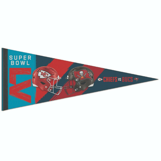 Super Bowl 55 Tampa Bay Buccaneers Kansas City Chiefs 12x30 Classic Pennant