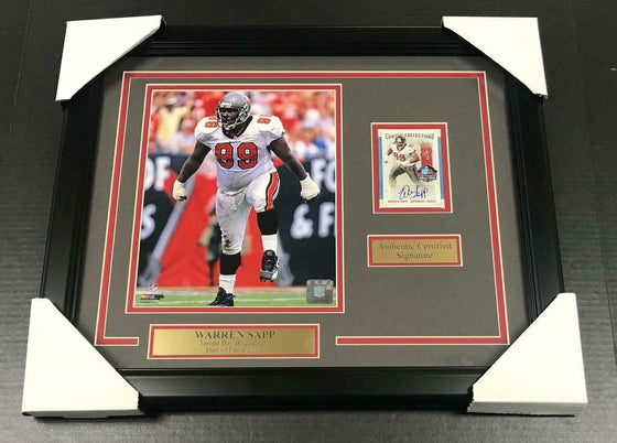 WARREN SAPP SIGNED AUTOGRAPHED CARD FRAMED 8X10 PHOTO TAMPA BAY BUCCANEERS