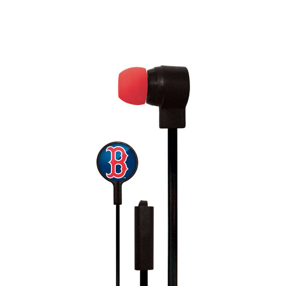 Boston Red Sox Big Logo Earbud Headphones with Microphone - 757 Sports Collectibles