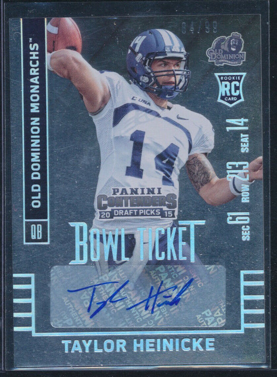 Taylor Heinicke auto card /99 2015 Panini Contender Draft bowl ticket RC #157 - 757 Sports Collectibles
