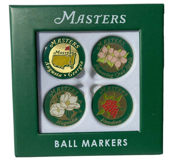 2021 Masters Golf 4-Pack Floral Ball Marker Set Augusta National Golf Club - 757 Sports Collectibles