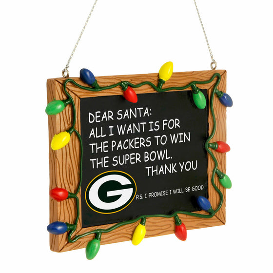 Forever Collectibles - NFL - Chalkboard Sign Christmas Ornament - Pick Your Team (Green Bay Packers)
