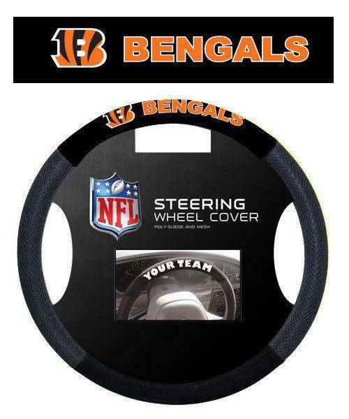 NFL Cincinnati Bengals Poly-Suede Universal Steering Wheel Cover - 757 Sports Collectibles