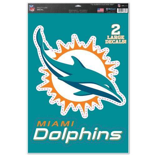 Miami Dolphins Multi Use Large Decals (2 Pack) Indoor/Outdoor Repositionable - 757 Sports Collectibles