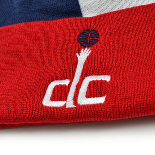 Washington Wizards OVER AND BACK KNIT Mitchell & Ness Cuffed Pom NBA Hat