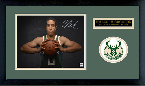 Milwaukee Bucks Malcolm Brogdon "Rookie of the Year" Signed Autographed Deluxe Framed 8x10 Photo ( JSA / PSA Pass) 757 Auth - 757 Sports Collectibles