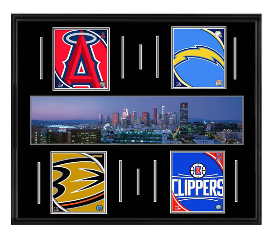 Los Angeles Skyline Super Deluxe Framed Four Team Angels, Chargers, Ducks, Clippers 45x34 - 757 Sports Collectibles