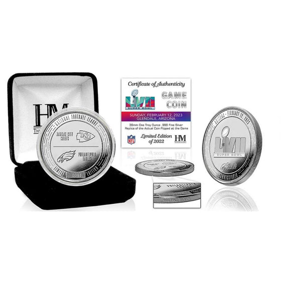 Kansas City Chiefs Philadelphia Eagles Official Super Bowl LVII 1oz .999 Fine Silver Flip Coin