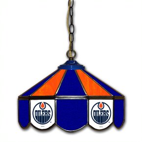 Edmonton Oilers 14-in. Stained Glass Pub Light