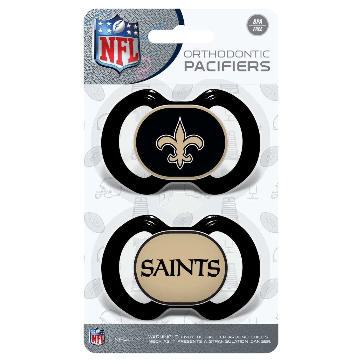 New Orleans Saints Pacifier 2-Pack - Sports Gifts, Sports Memorabilia, Sports Collectibles, Fan Shop