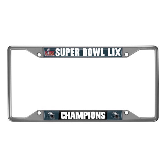 2024-25 Super Bowl LIX Champions Philadelphia Eagles Chrome Metal License Plate Frame - 6.25"x12.25" - Sports Collectibles, Sports Memorabilia, Sports Fan Shop, Sports Gifts
