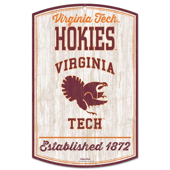 Virginia Tech Hokies /College Vault Wood Sign 11" x 17" 1/4" thick - Sports Collectibles, Sports Memorabilia, Sports Fan Shop, Sports Gifts