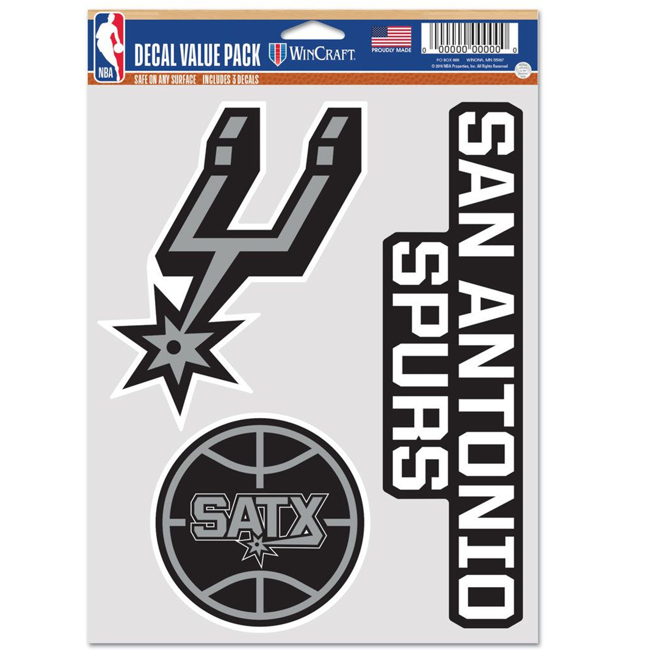 San Antonio Spurs Decal Multi Use Fan 3 Pack Special Order - Sports Collectibles, Sports Memorabilia, Sports Fan Shop, Sports Gifts
