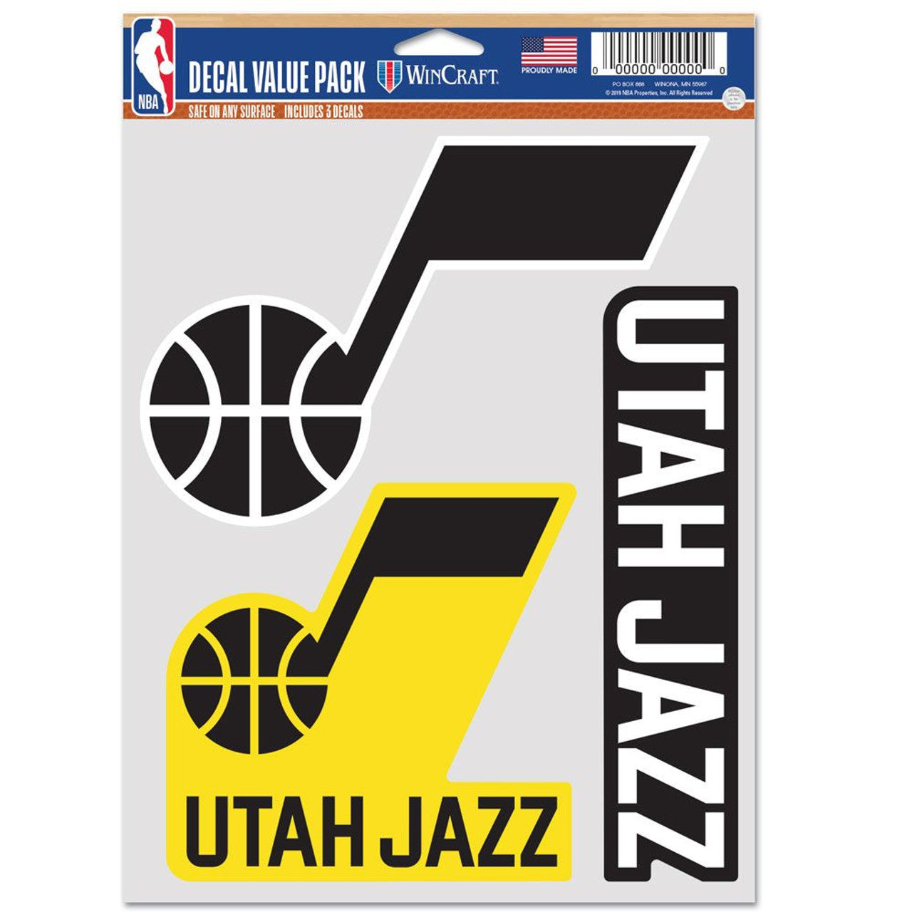 Utah Jazz Decal Multi Use Fan 3 Pack Special Order - Sports Collectibles, Sports Memorabilia, Sports Fan Shop, Sports Gifts