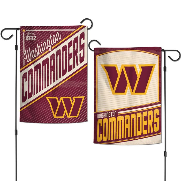 Washington Commanders RETRO Garden Flags 2 sided 12.5" x 18" - Sports Collectibles, Sports Memorabilia, Sports Fan Shop, Sports Gifts