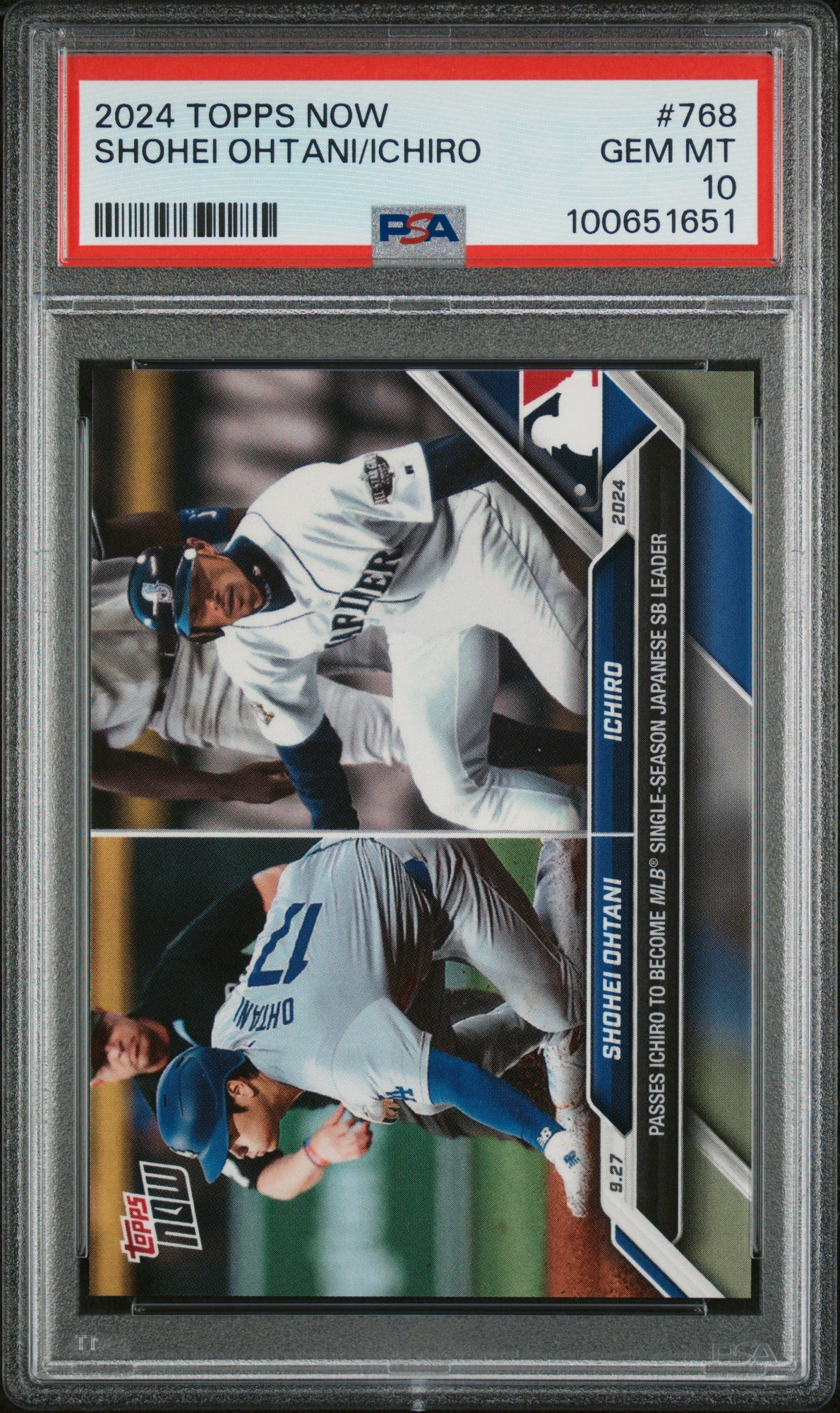 Graded 2024 Topps Now Shohei Ohtani/Ichiro #768 Baseball Card PSA 10 Gem Mint