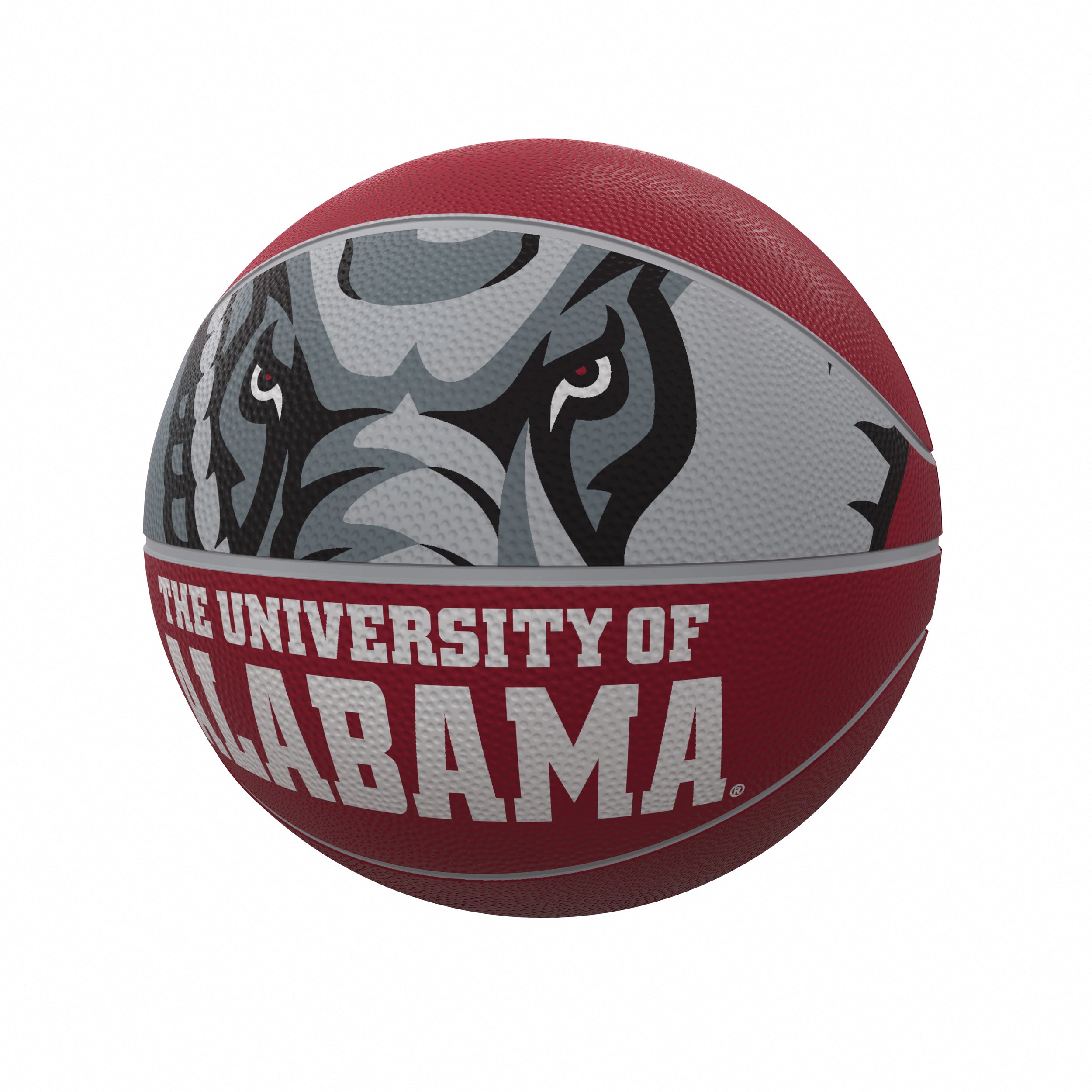 The Alabama mascot official-size rubber basketball features a micro pebble grip for easy handling. Made of high-quality rubber, it ships deflated and showcases team mascot marks, ideal for dribbling, passing, and shooting.