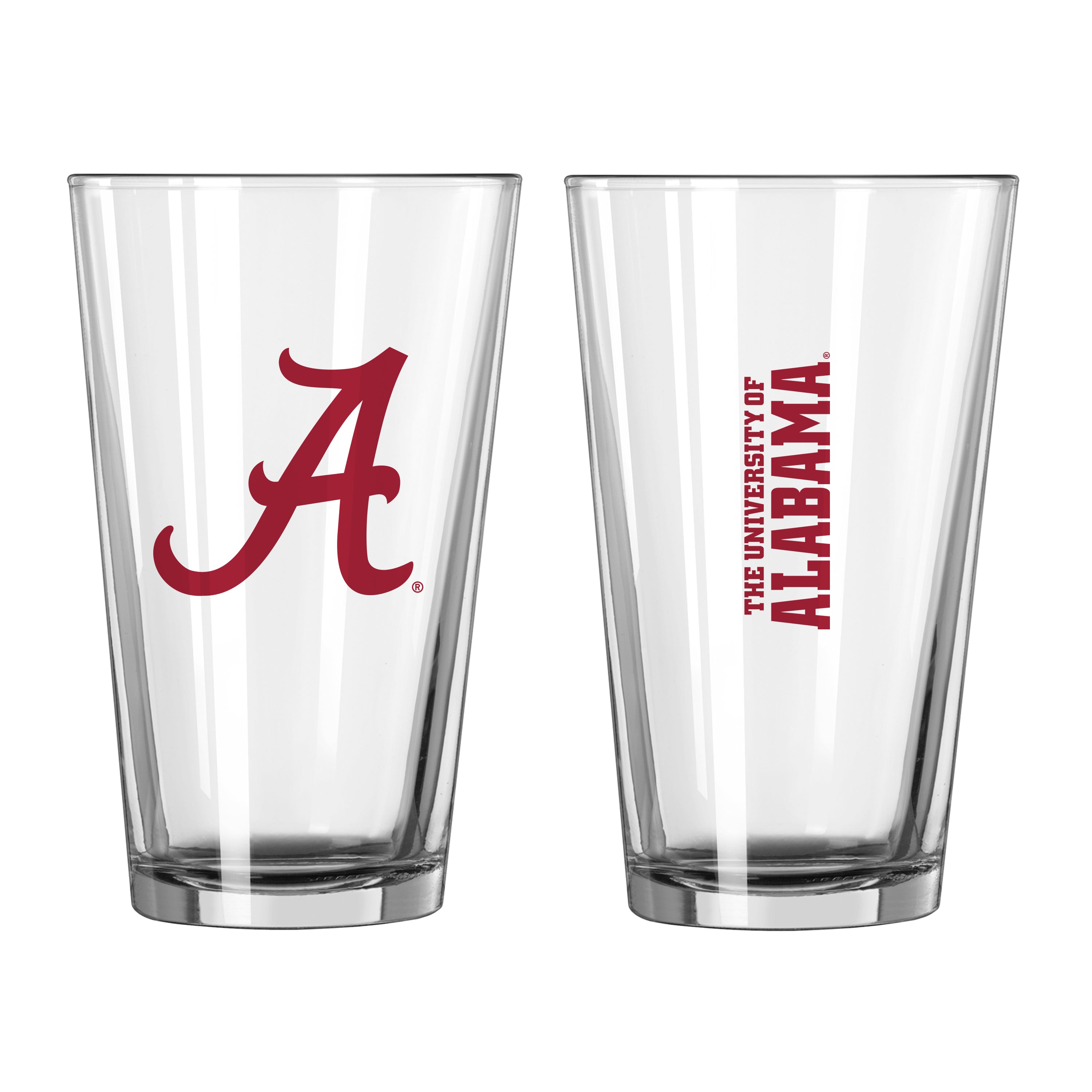 The Alabama 16oz Gameday Pint Glass is a durable, chip-resistant glass ideal for various beverages. It holds 16 oz and is hand wash only.