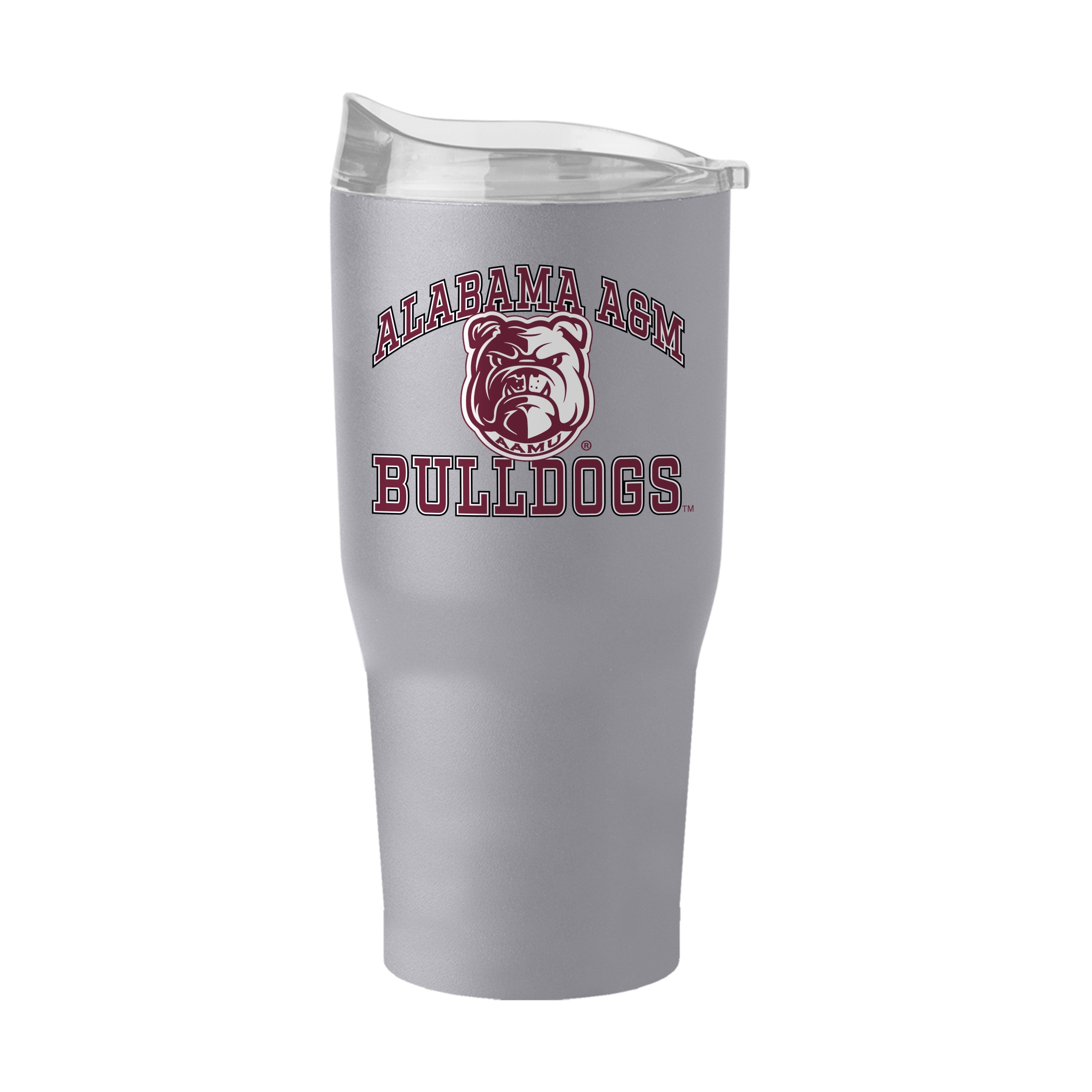 The Alabama A&M 30oz Tumbler is a durable stainless steel drinkware with a powder coat exterior. It features double-wall insulation, a high lip slider lid, and holds 30 oz. Ideal for keeping drinks hot or cold for hours. Hand wash only.