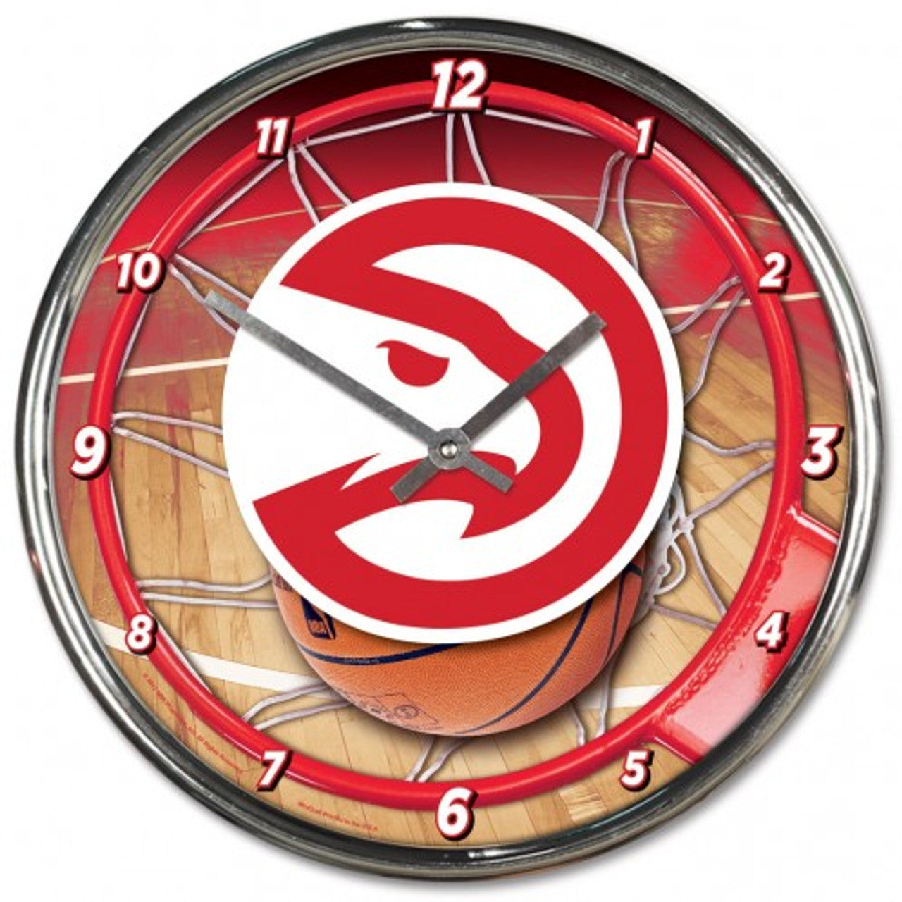 Atlanta Hawks Clock Round Wall Style Chrome - Sports Collectibles, Sports Memorabilia, Sports Fan Shop, Sports Gifts