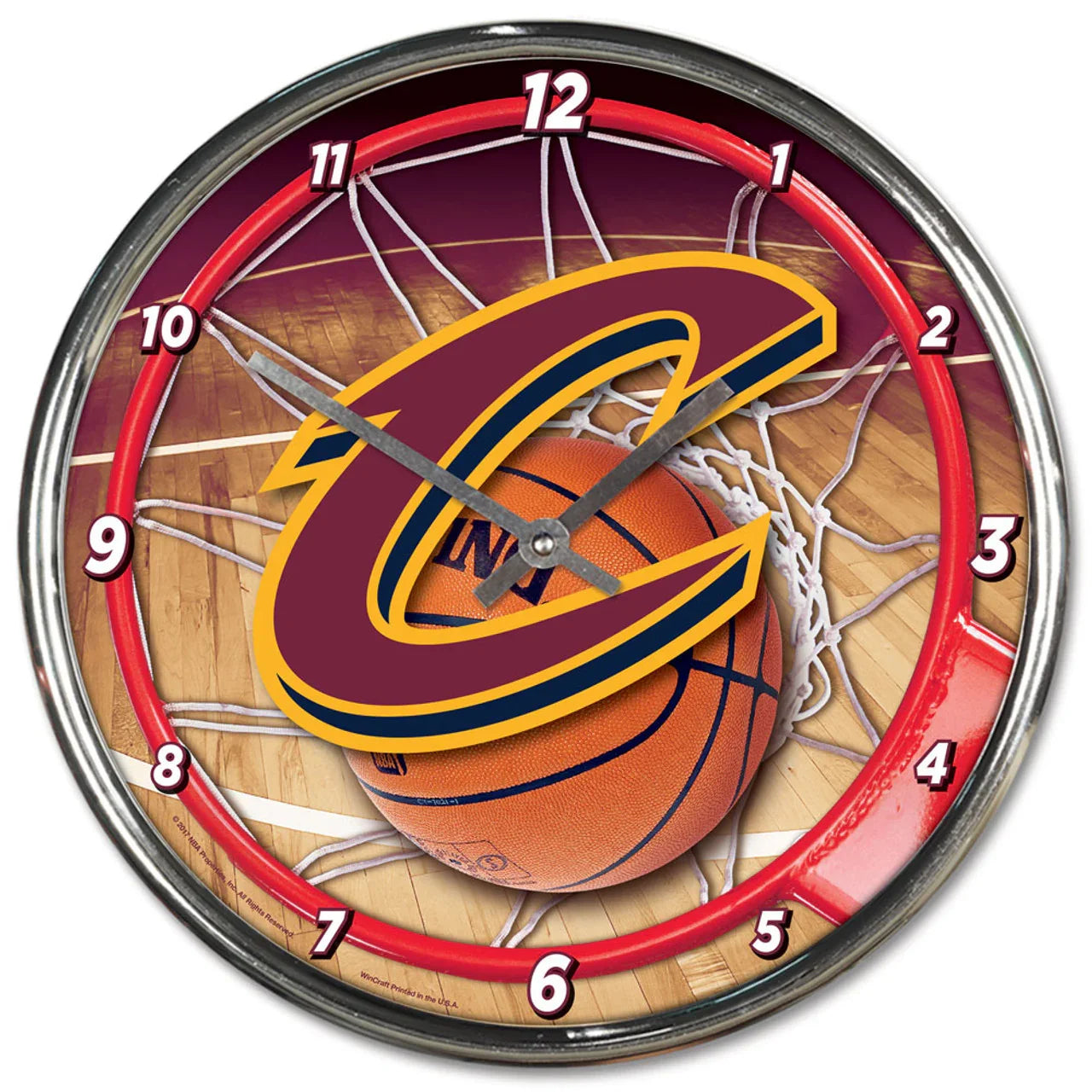 Cleveland Cavaliers Round Chrome Wall Clock (CDG) - 757 Sports Collectibles