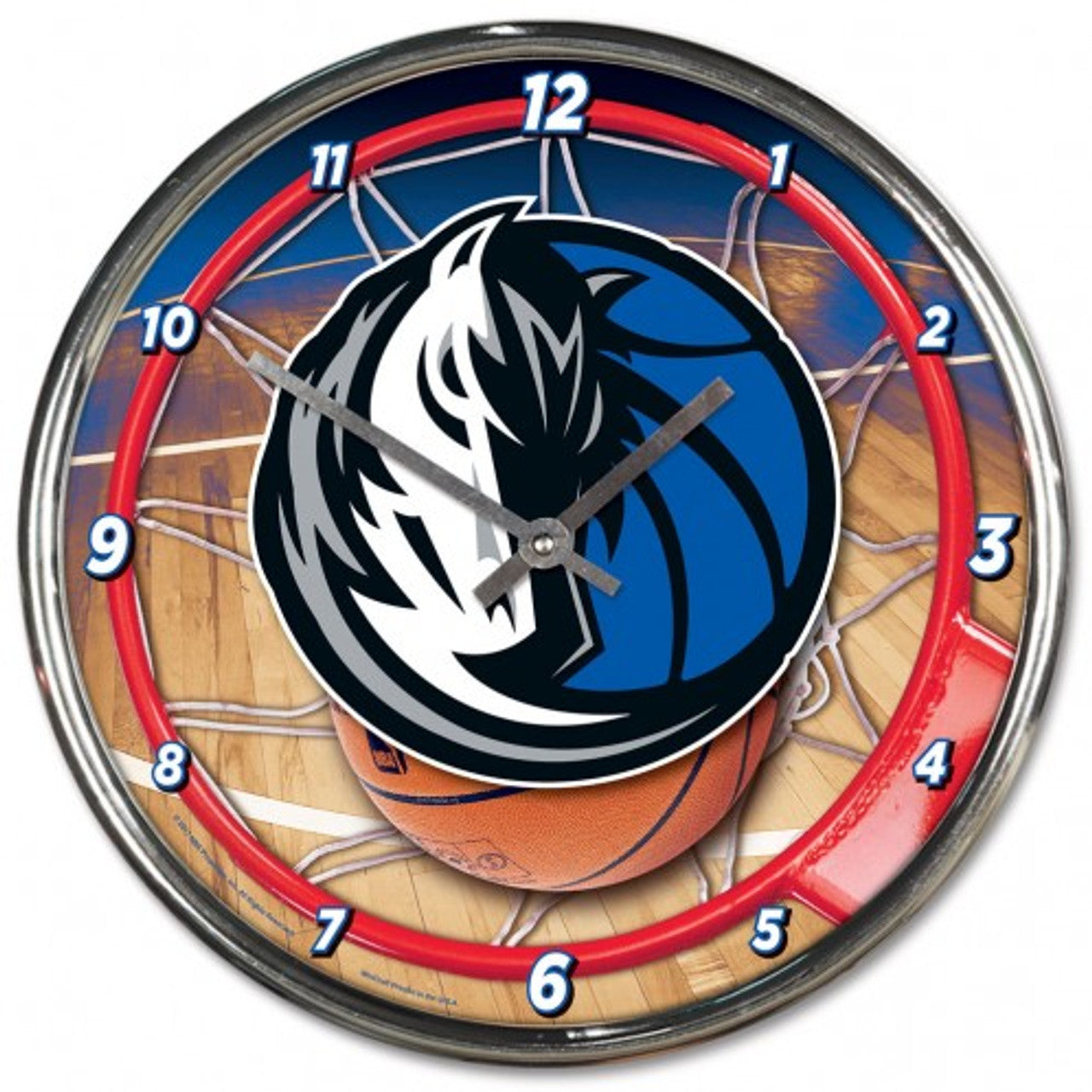 Dallas Mavericks Clock Round Wall Style Chrome - Sports Collectibles, Sports Memorabilia, Sports Fan Shop, Sports Gifts