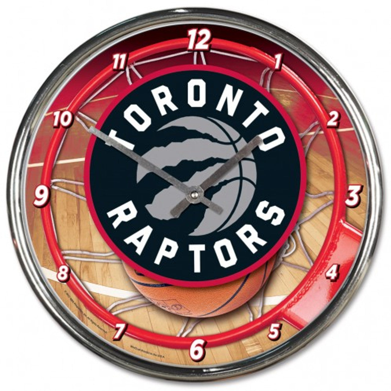 Toronto Raptors Clock Round Wall Style Chrome - Sports Collectibles, Sports Memorabilia, Sports Fan Shop, Sports Gifts
