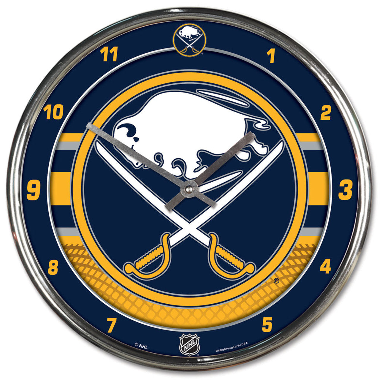 Buffalo Sabres Clock Round Wall Style Chrome - Sports Collectibles, Sports Memorabilia, Sports Fan Shop, Sports Gifts