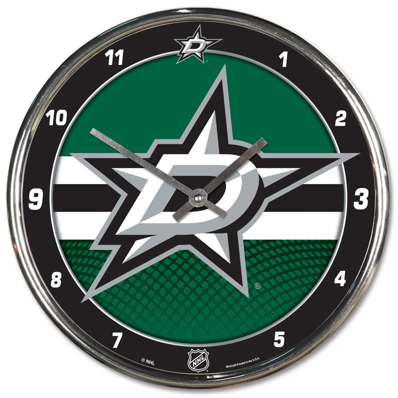 Dallas Stars Round Chrome Wall Clock - Sports Collectibles, Sports Memorabilia, Sports Fan Shop, Sports Gifts