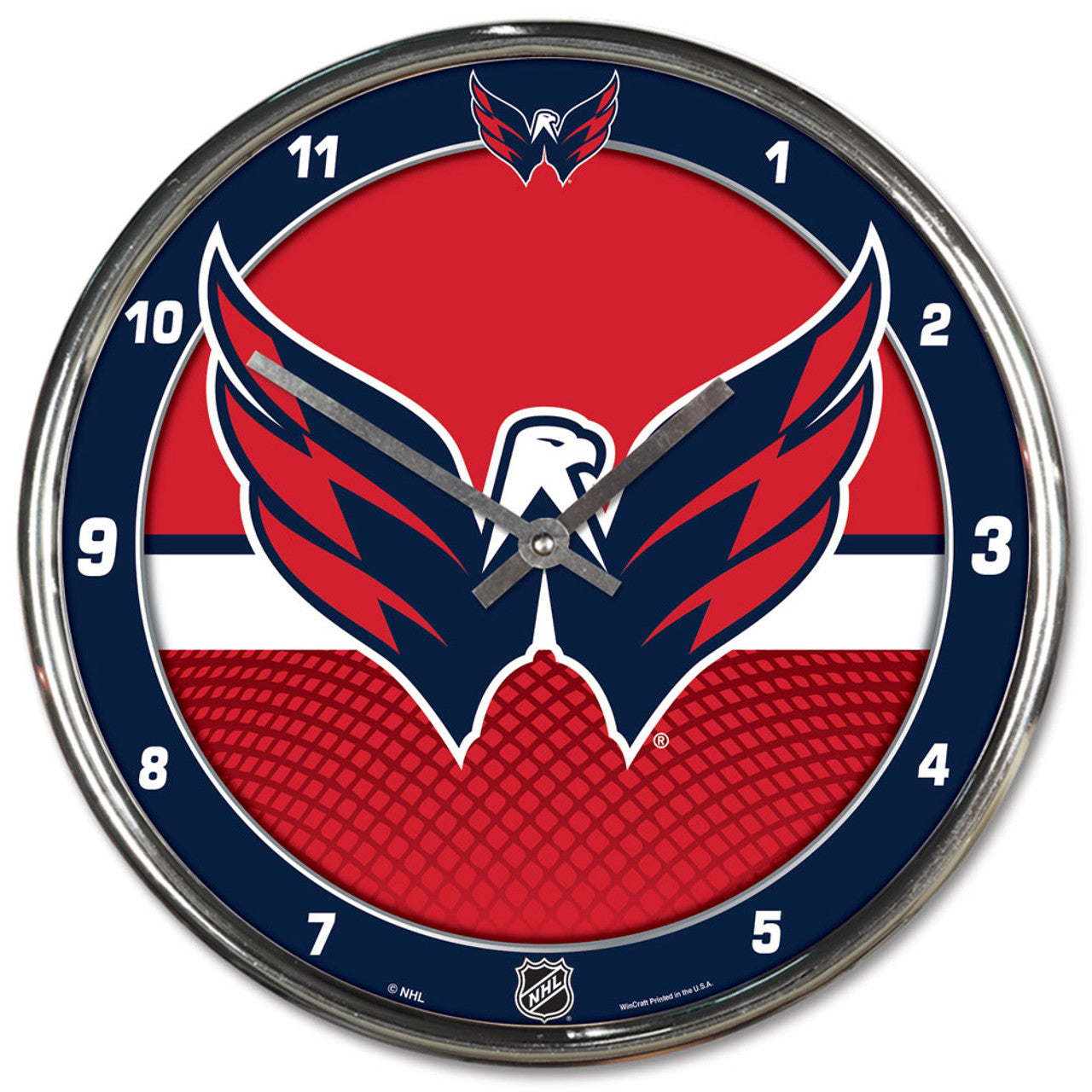 Washington Capitals Clock Round Wall Style Chrome - Sports Collectibles, Sports Memorabilia, Sports Fan Shop, Sports Gifts