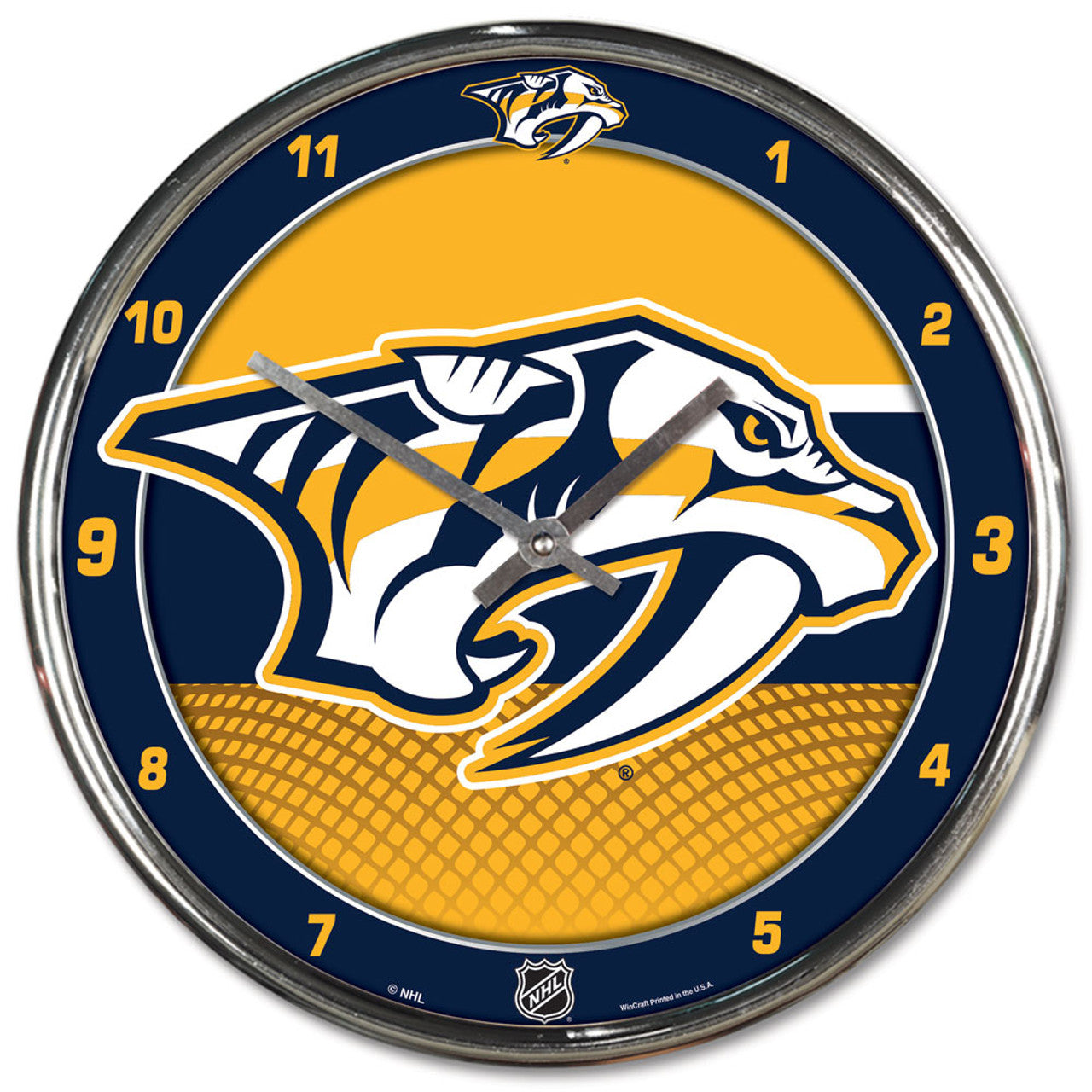 Nashville Predators Clock Round Wall Style Chrome - Sports Collectibles, Sports Memorabilia, Sports Fan Shop, Sports Gifts
