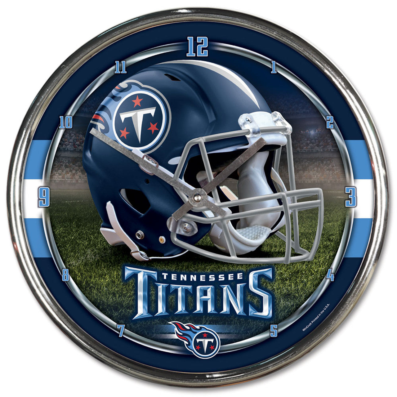 Tennessee Titans Clock Round Wall Style Chrome - Sports Collectibles, Sports Memorabilia, Sports Fan Shop, Sports Gifts