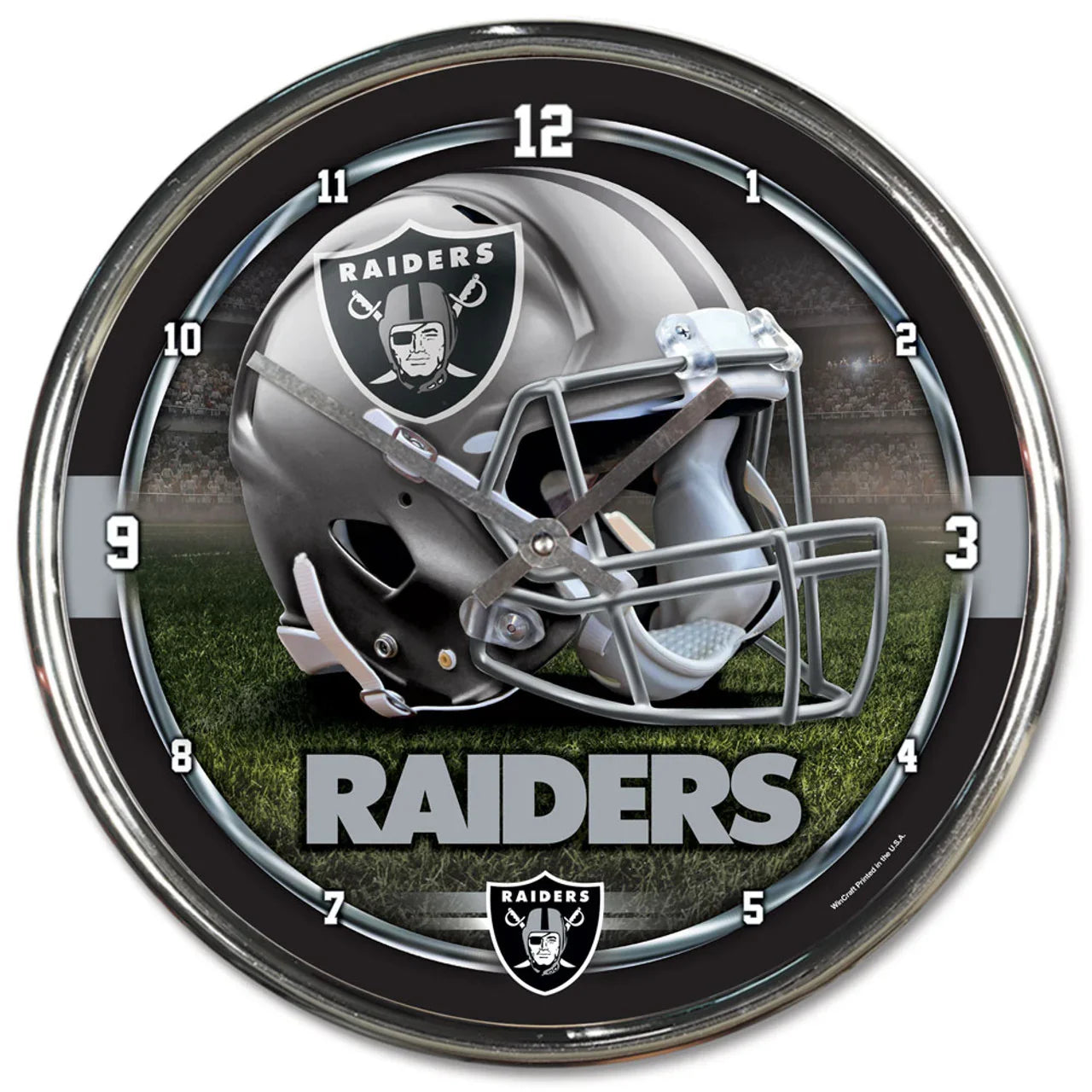 Oakland Raiders Round Chrome Wall Clock (CDG) - 757 Sports Collectibles