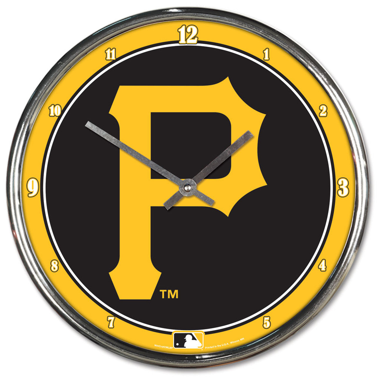 Pittsburgh Pirates Clock Round Wall Style Chrome - Sports Collectibles, Sports Memorabilia, Sports Fan Shop, Sports Gifts