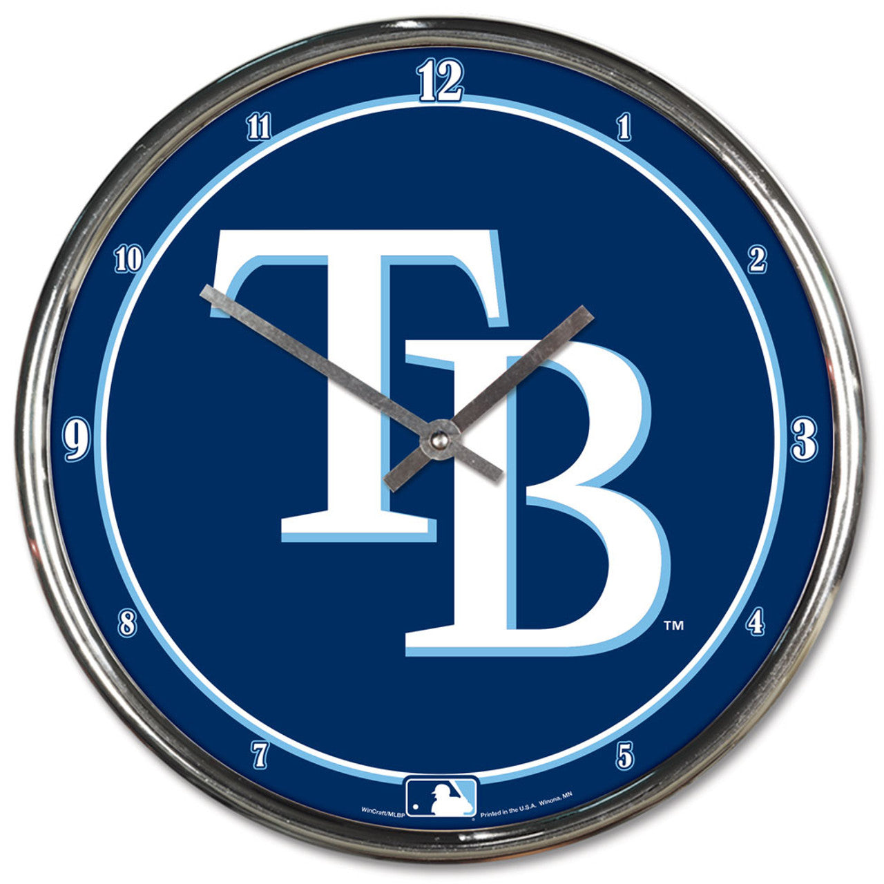 Tampa Bay Rays Clock Round Wall Style Chrome - Sports Collectibles, Sports Memorabilia, Sports Fan Shop, Sports Gifts