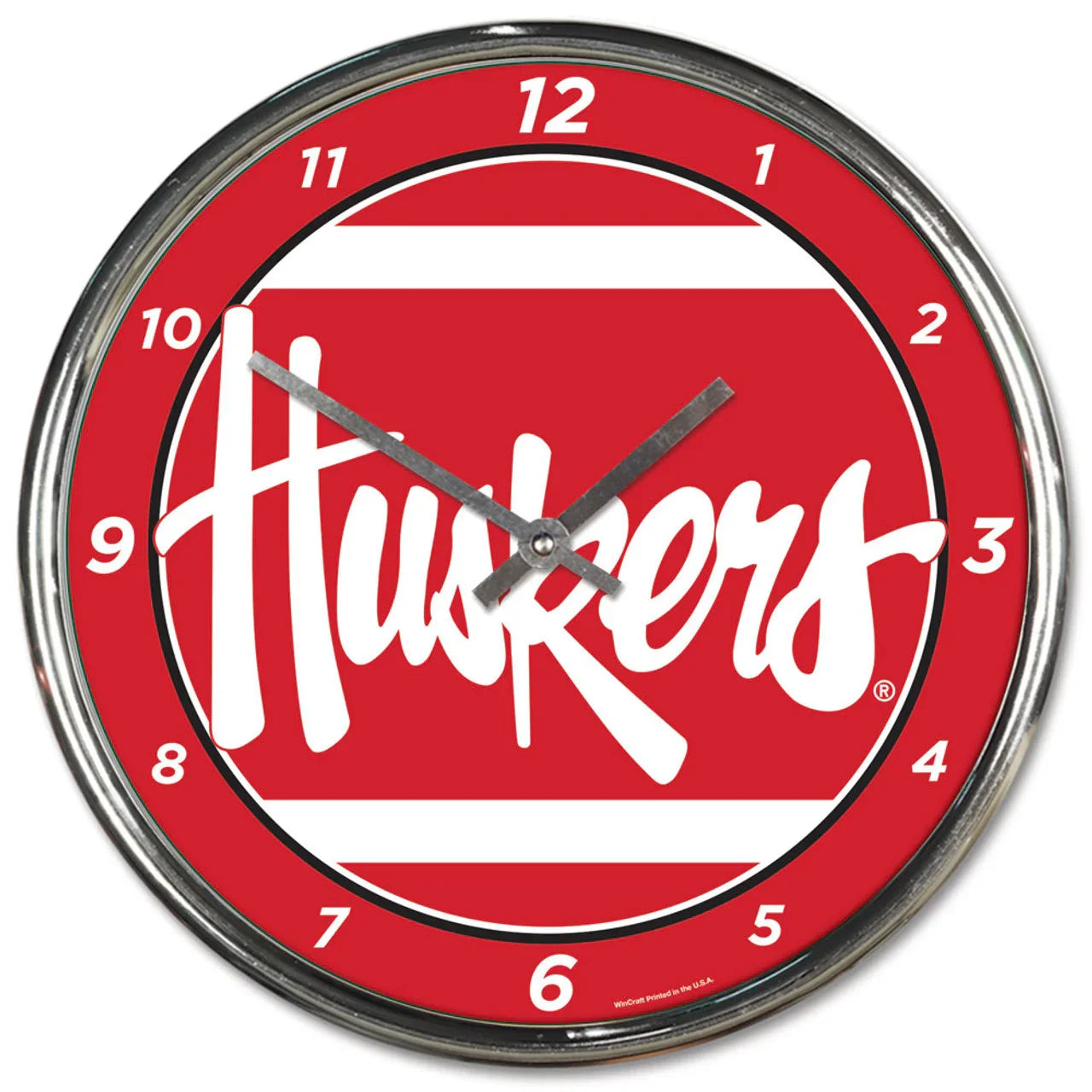 Nebraska Cornhuskers Round Chrome Wall Clock (CDG) - 757 Sports Collectibles