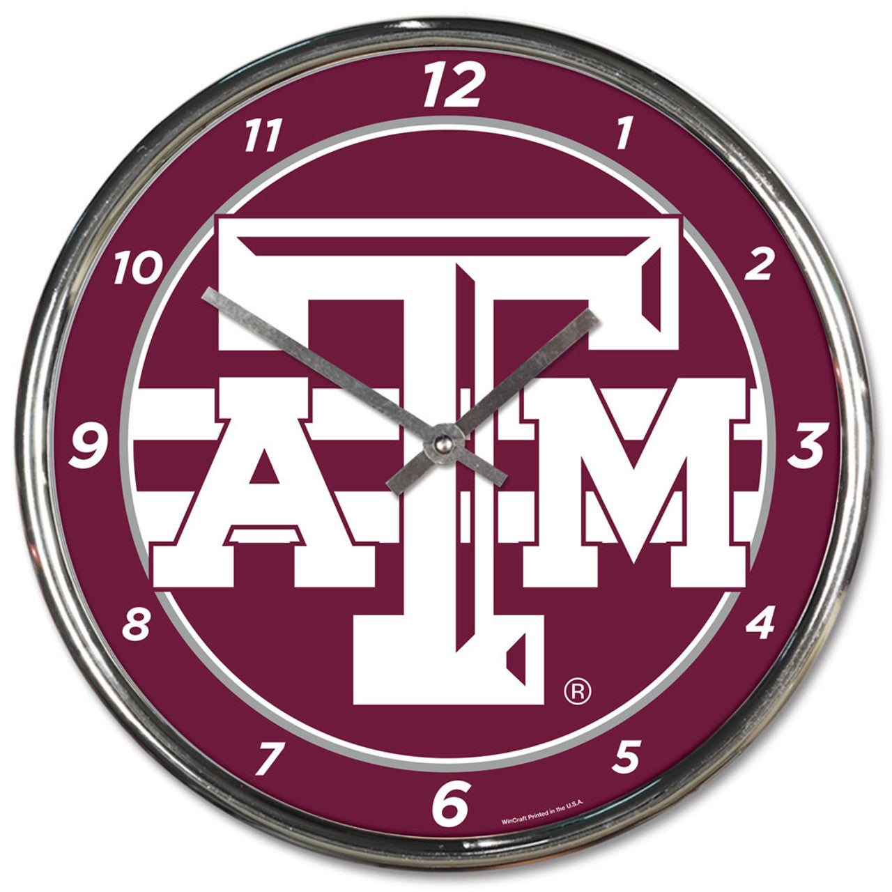 Texas A&M Aggies Round Chrome Wall Clock - Sports Collectibles, Sports Memorabilia, Sports Fan Shop, Sports Gifts