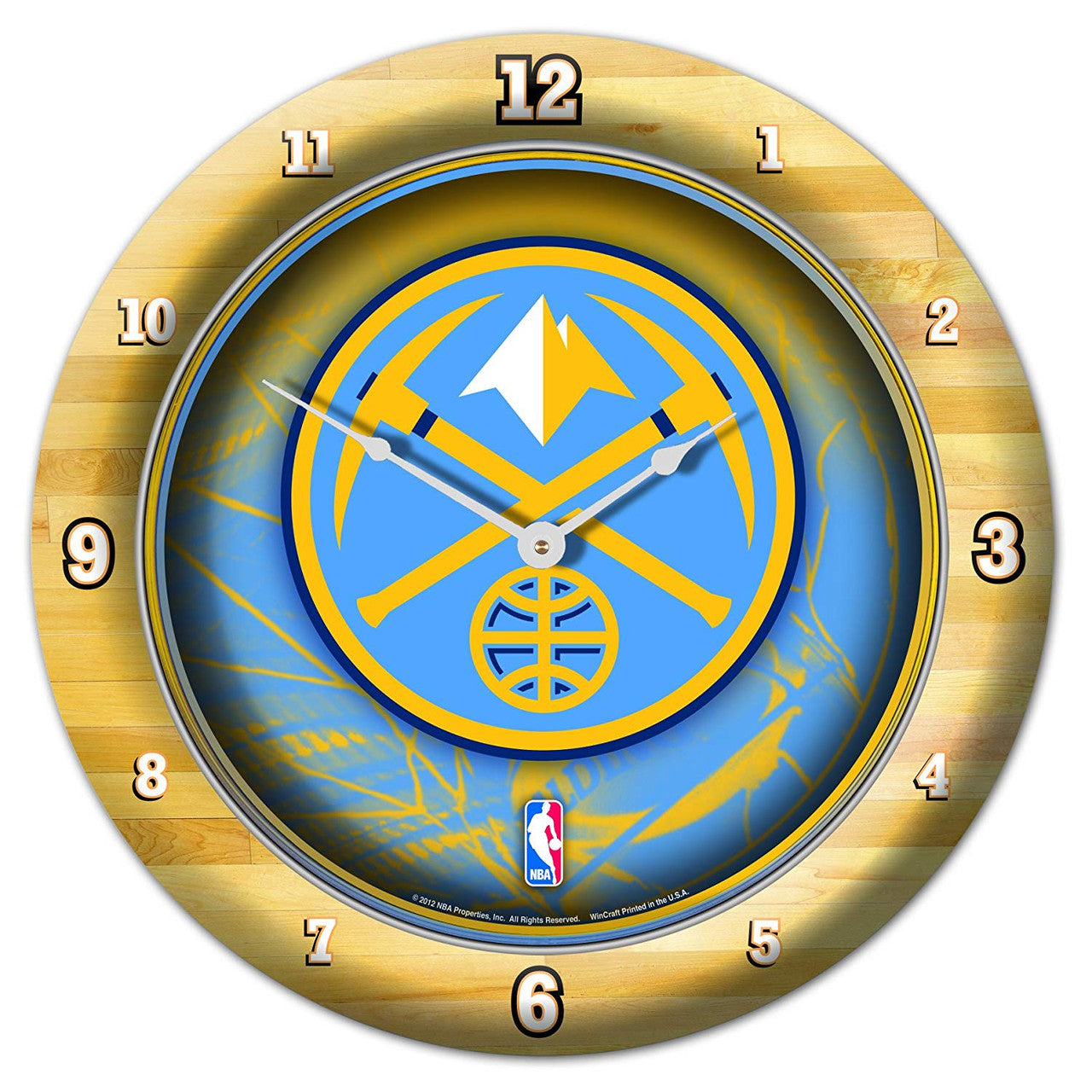 Denver Nuggets Clock Round Wall Style Chrome - Sports Collectibles, Sports Memorabilia, Sports Fan Shop, Sports Gifts