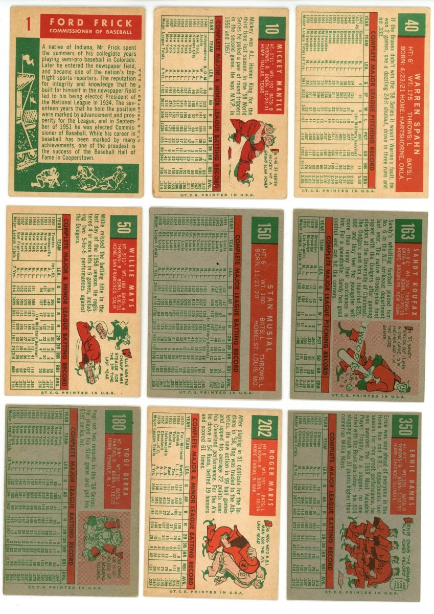 1959 TOPPS BASEBALL COMPLETE SET BREAK - 7 CARDS PER BOX! INCLUDES A HOFer AND/OR HIGH #! - Sports Gifts, Sports Memorabilia, Sports Collectibles, Fan Shop