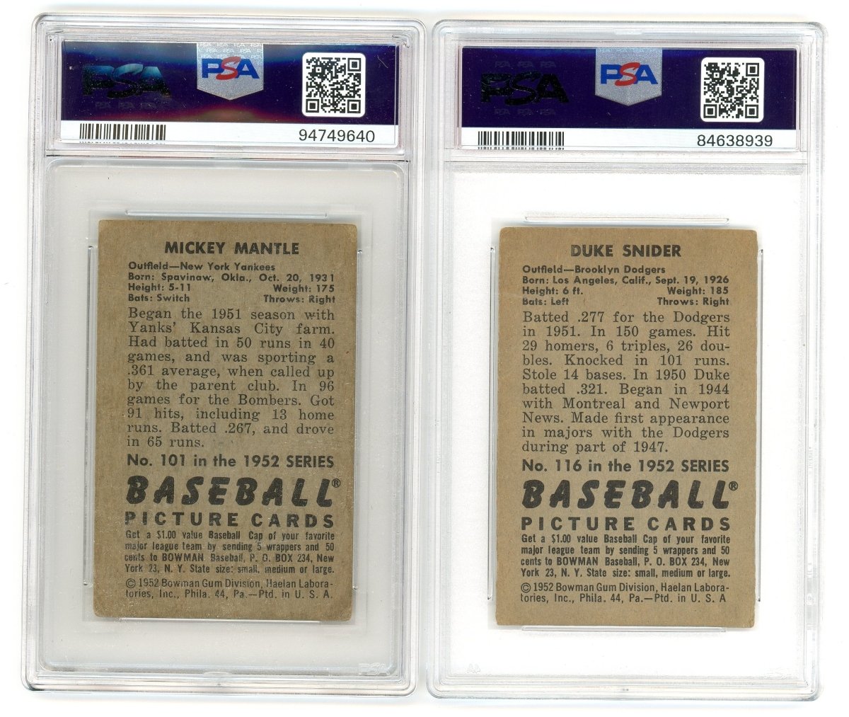 1952 BOWMAN BASEBALL COMPLETE GRADED SET BREAK - 2 GRADED CARDS PER BOX! - Sports Gifts, Sports Memorabilia, Sports Collectibles, Fan Shop