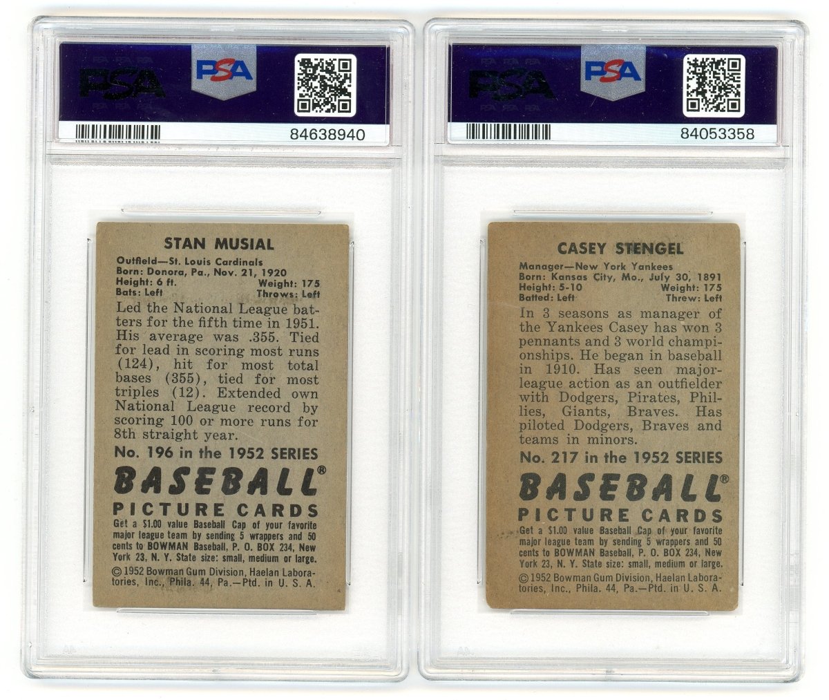 1952 BOWMAN BASEBALL COMPLETE GRADED SET BREAK - 2 GRADED CARDS PER BOX! - Sports Gifts, Sports Memorabilia, Sports Collectibles, Fan Shop