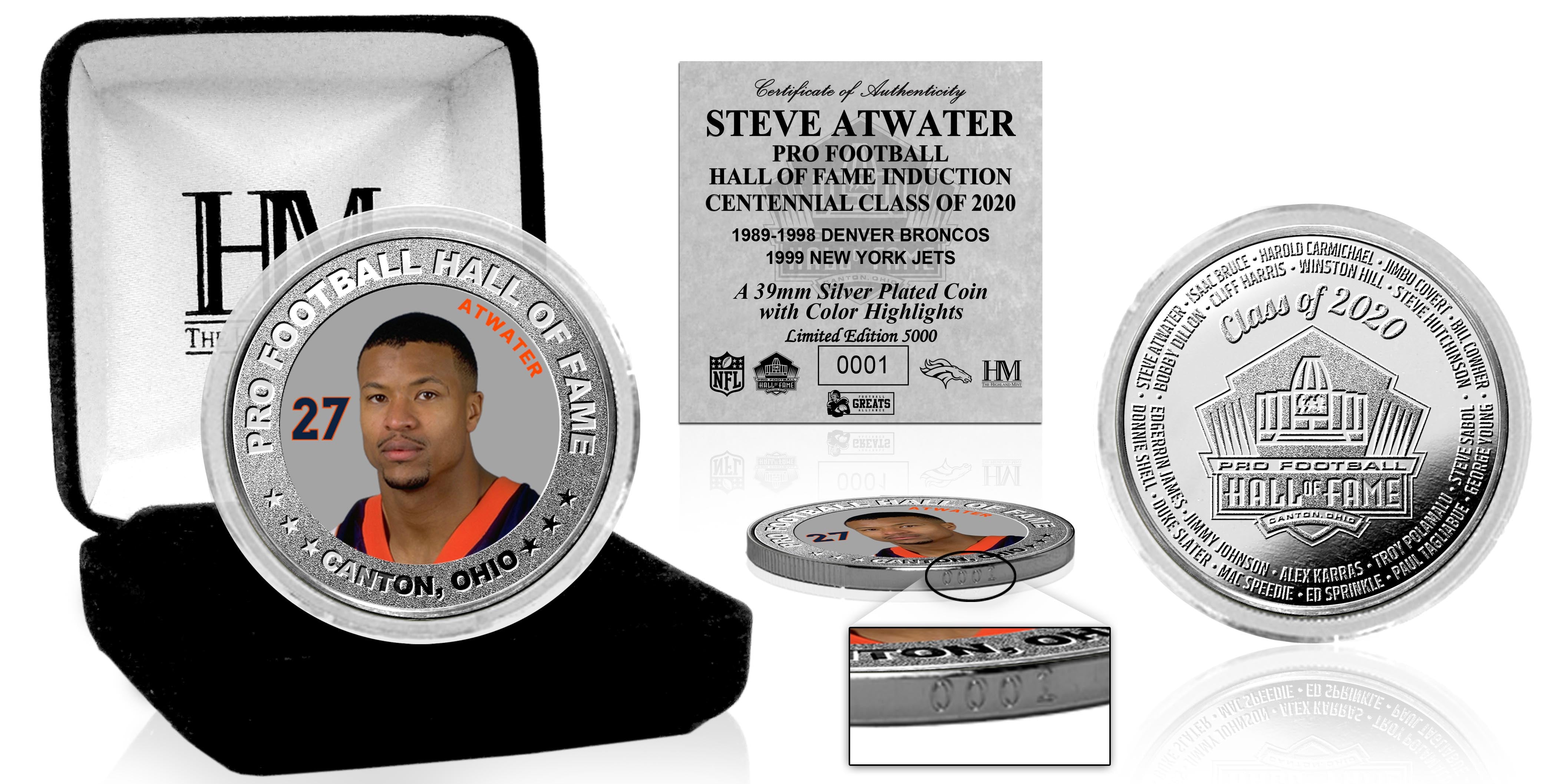 Steve Atwater 2020 Hall of Fame Color Silver Coin - Sports Collectibles, Sports Memorabilia, Sports Fan Shop, Sports Gifts