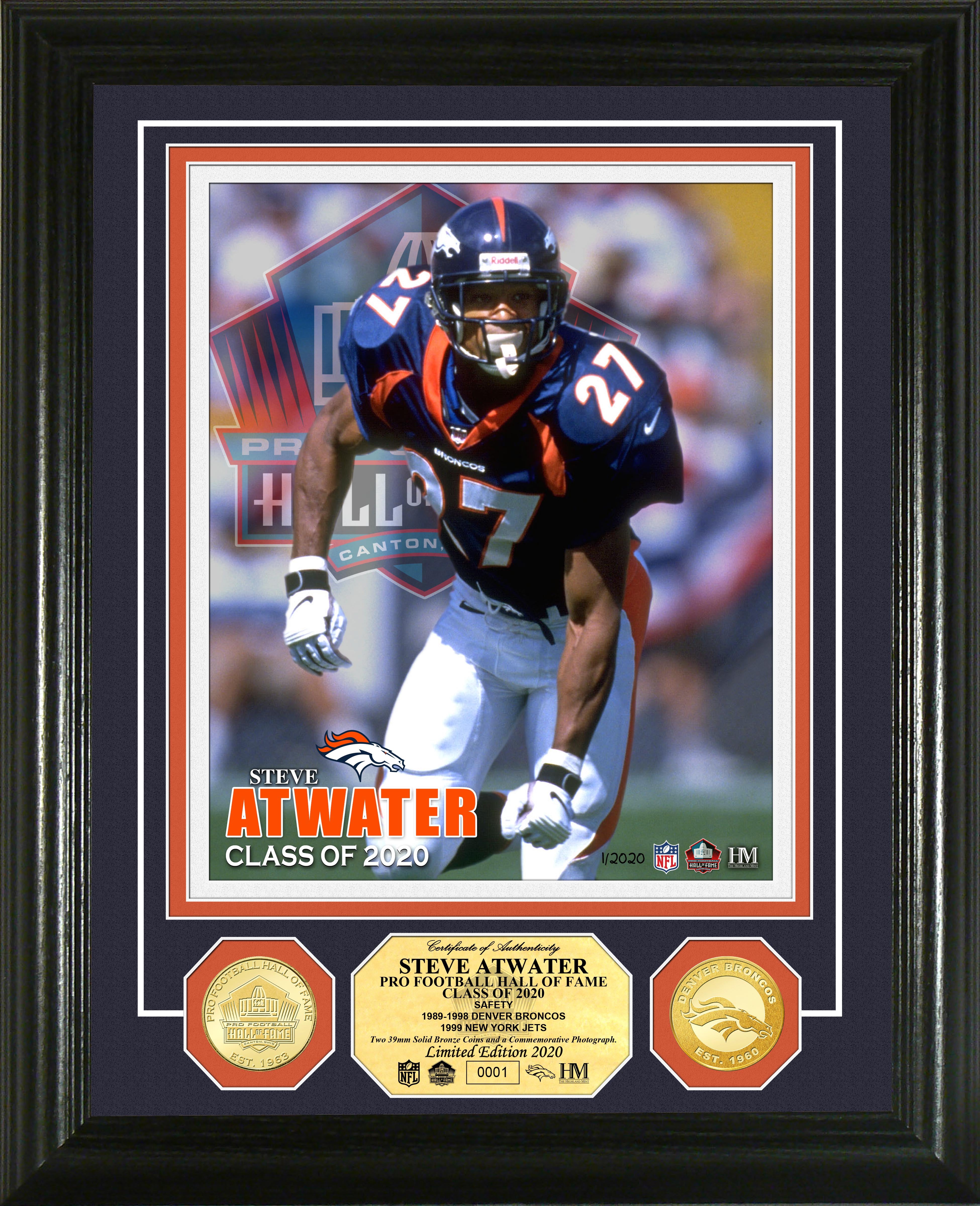 Steve Atwater 2020 Hall of Fame Bronze Coin Photo Mint - Sports Collectibles, Sports Memorabilia, Sports Fan Shop, Sports Gifts