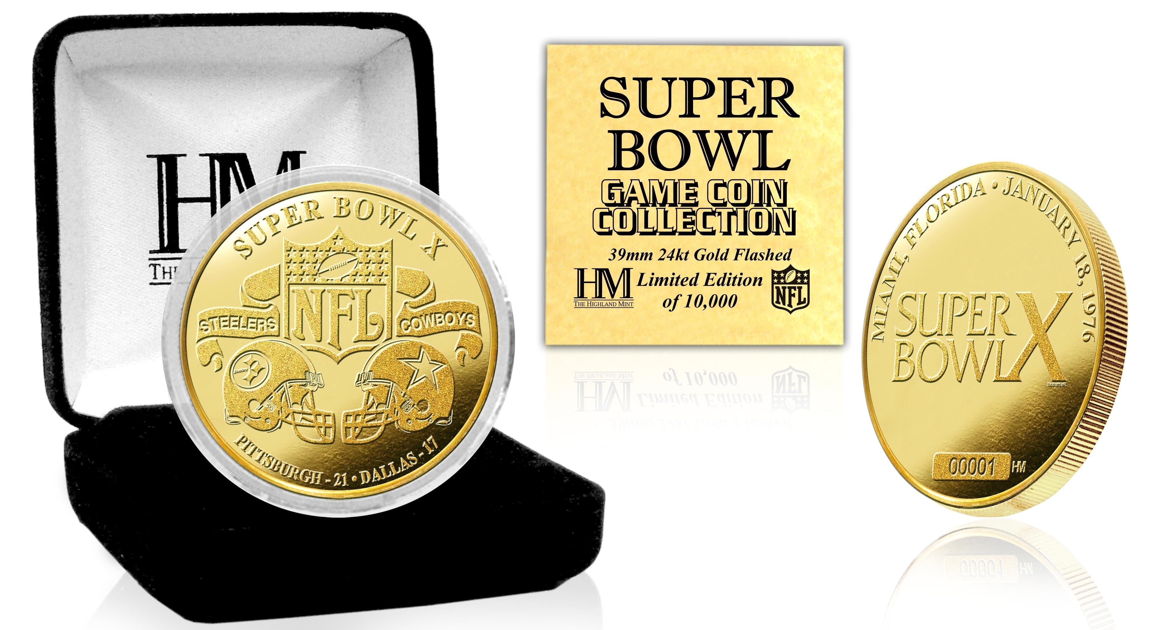 Super Bowl X 24kt Gold Flip Coin - Sports Collectibles, Sports Memorabilia, Sports Fan Shop, Sports Gifts