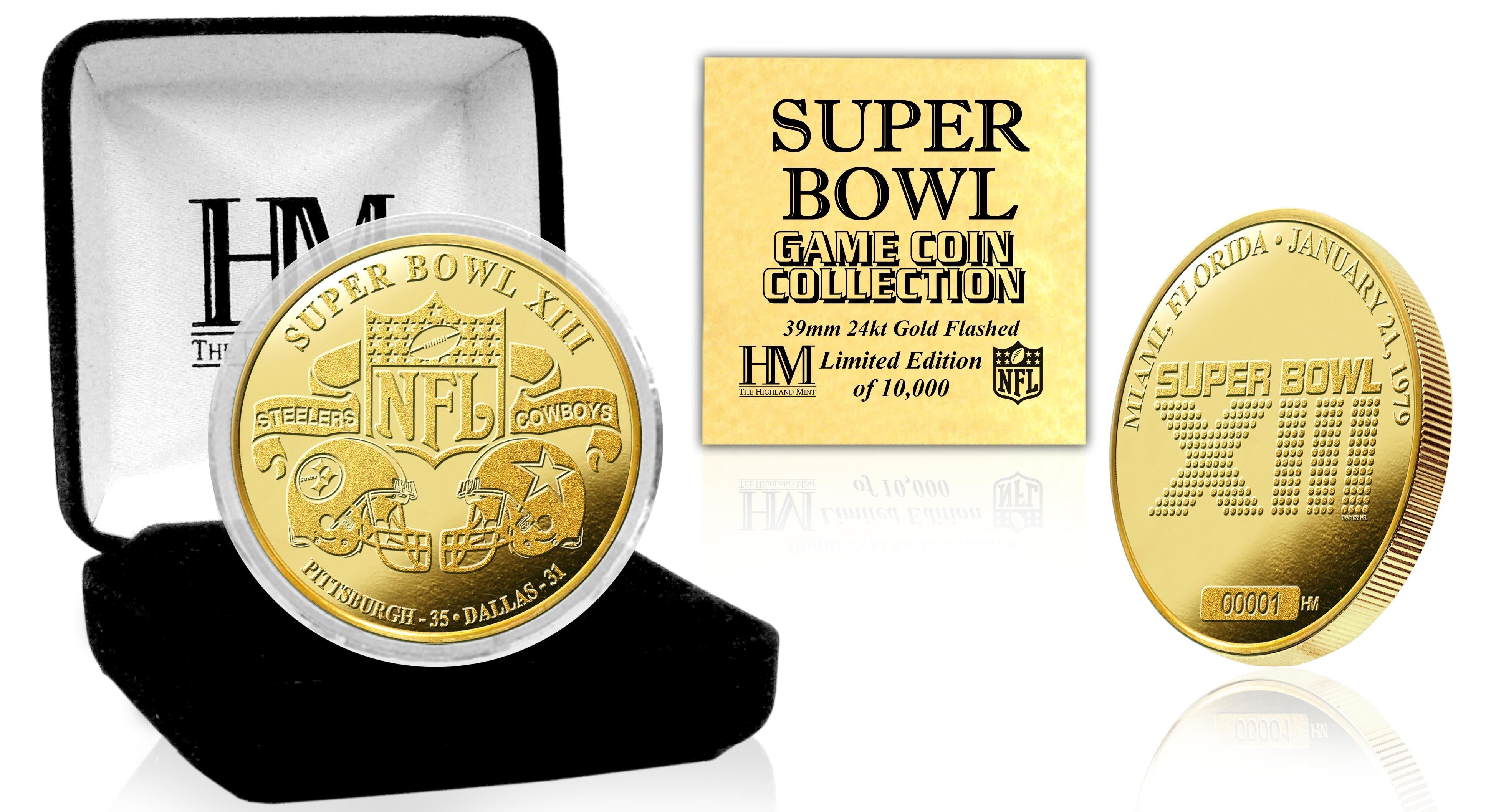 Super Bowl XIII 24kt Gold Flip Coin - Sports Collectibles, Sports Memorabilia, Sports Fan Shop, Sports Gifts